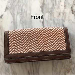 J McLaughlin Leather Woven Clutch